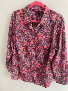 Talbots Pink Paisley Button-Front Women's Shirt